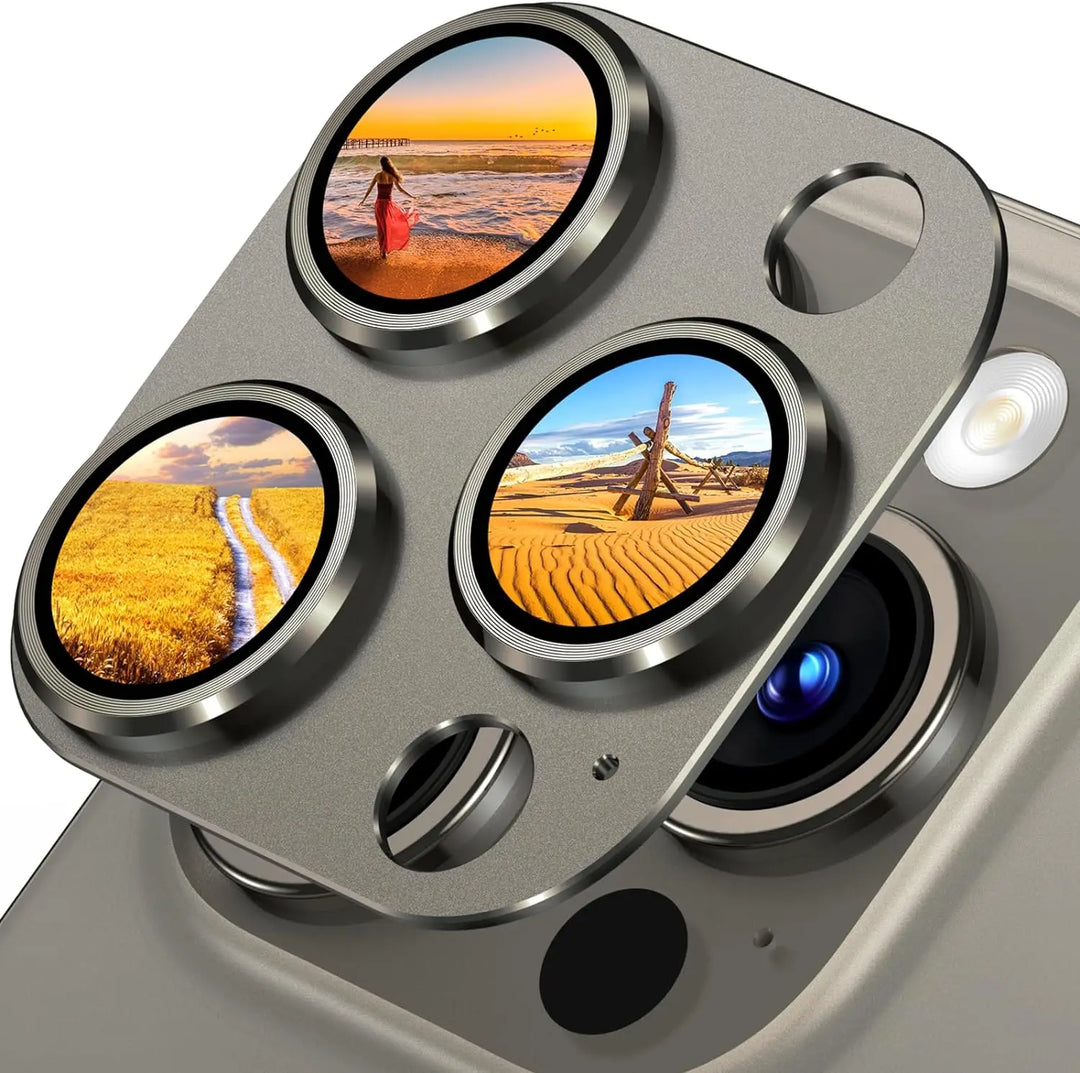 Titanium Black Metal Glass Camera Lens Screen Protector For iPhone 16 Pro Max 16 Plus 16 Protection Cover 15Pro 14Pro Accessory