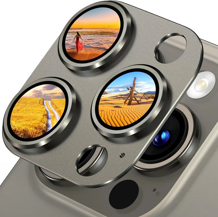 Titanium Black Metal Glass Camera Lens Screen Protector For iPhone 16 Pro Max 16 Plus 16 Protection Cover 15Pro 14Pro Accessory