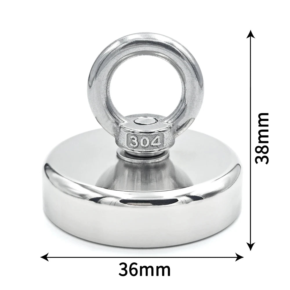 Super Strong Neodymium Fishing Magnet Hooks N52 Heavy Duty Magnet with Countersunk Hole Eyebolt 16-90mm Salvage Searcher Magnets