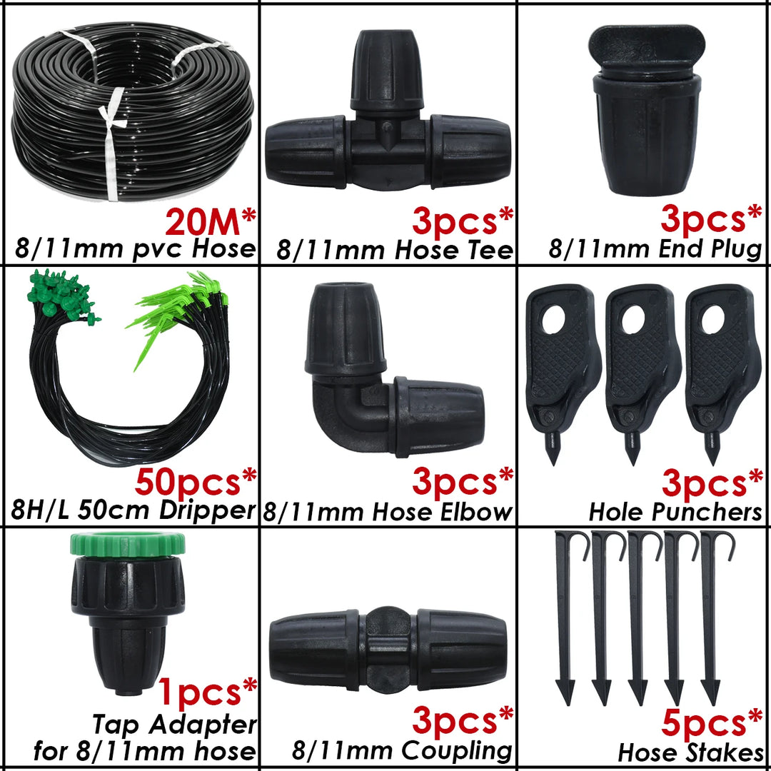 KESLA Garden 2L/H Drip Irrigation Watering Saving System Kit Drop by Drop Drippers 3/5mm Hose for Plant Potted Bonsai Vegetables