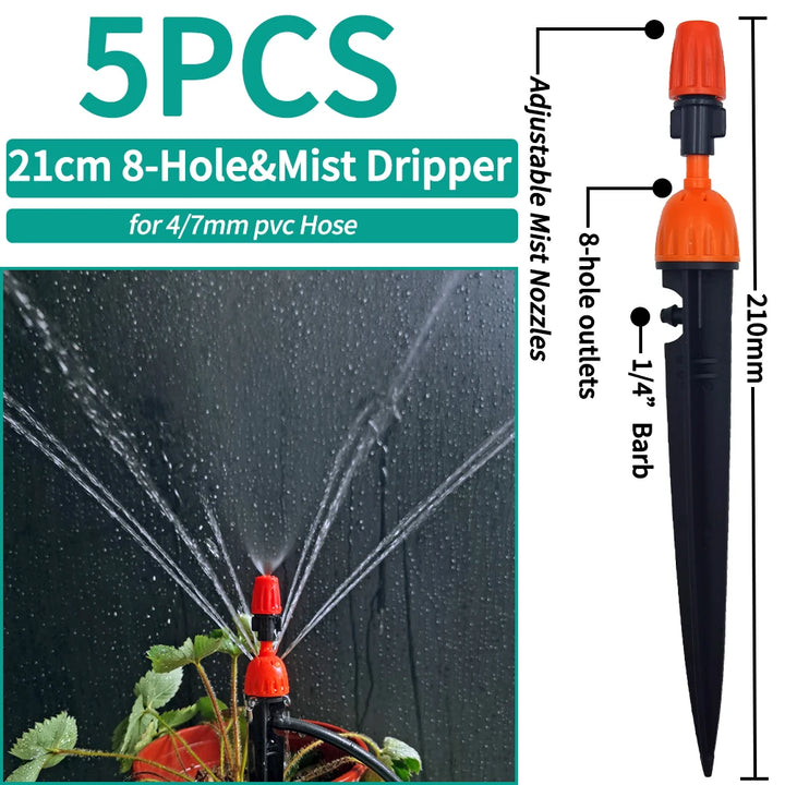 OASIS Greenhouse Watering Sprinkler Dripper Drip Irrigation Garden Adjustable Mist Emitters Stake Micro Spray Rotating Nozzle