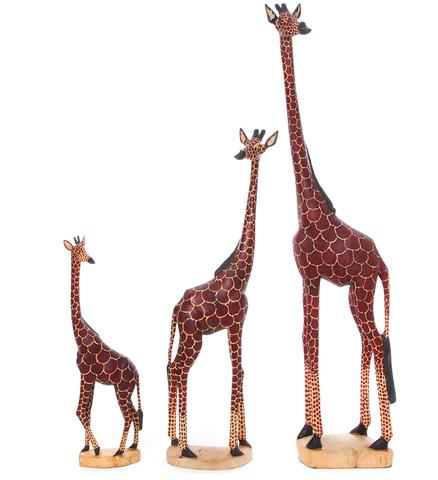 Wooden Jacaranda African Giraffe Sculptures