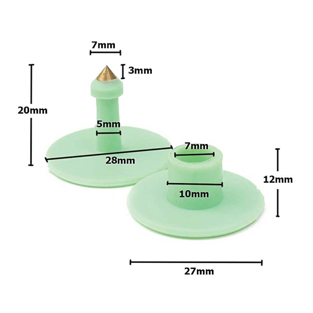 100x Cattle Ear Tags Set - Round Green Blank Pig Sheep Goat Cow