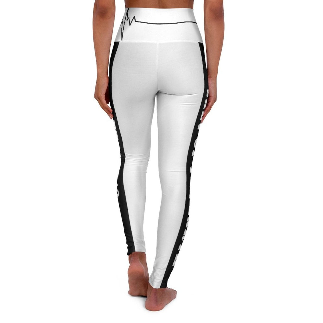 High Waisted Yoga Leggings, White And Black Salt Of The Earth Matthew