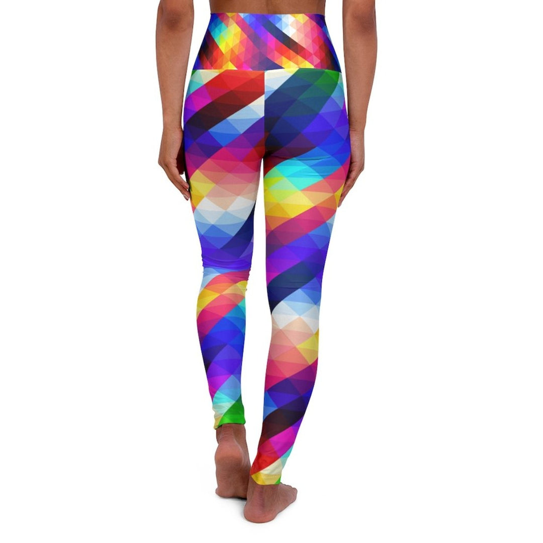 High Waisted Yoga Pants, Multicolor Colorblock Sports Pants