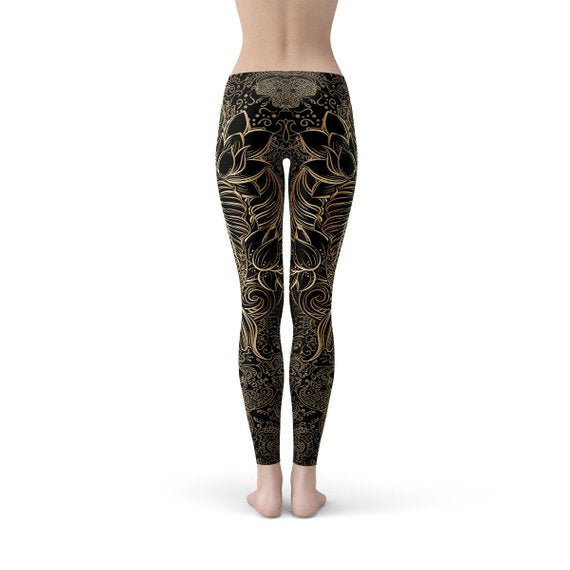 Womens Koi Fish Black Leggings