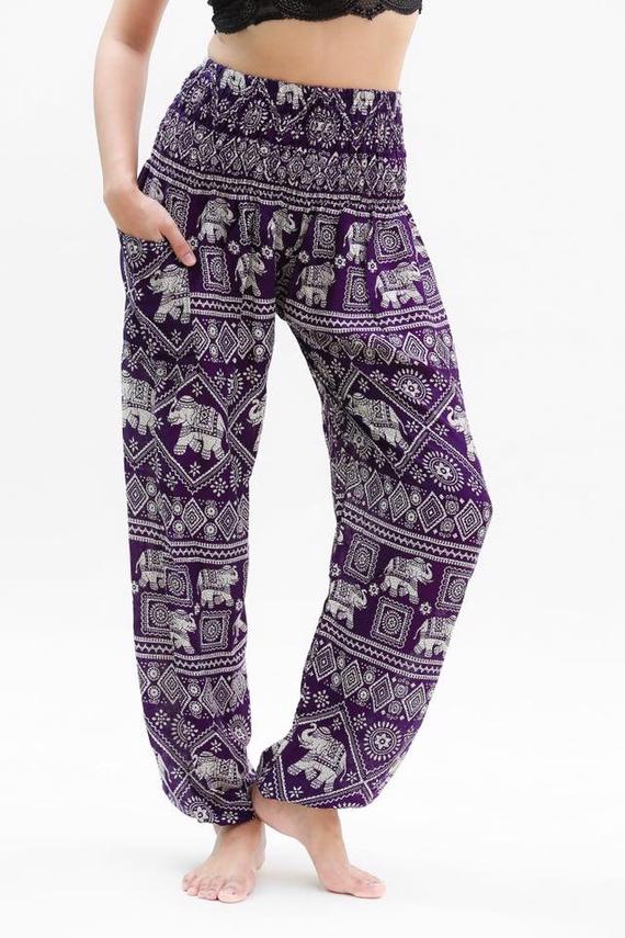 Purple Elephant Pants Harem Pants Boho Pants