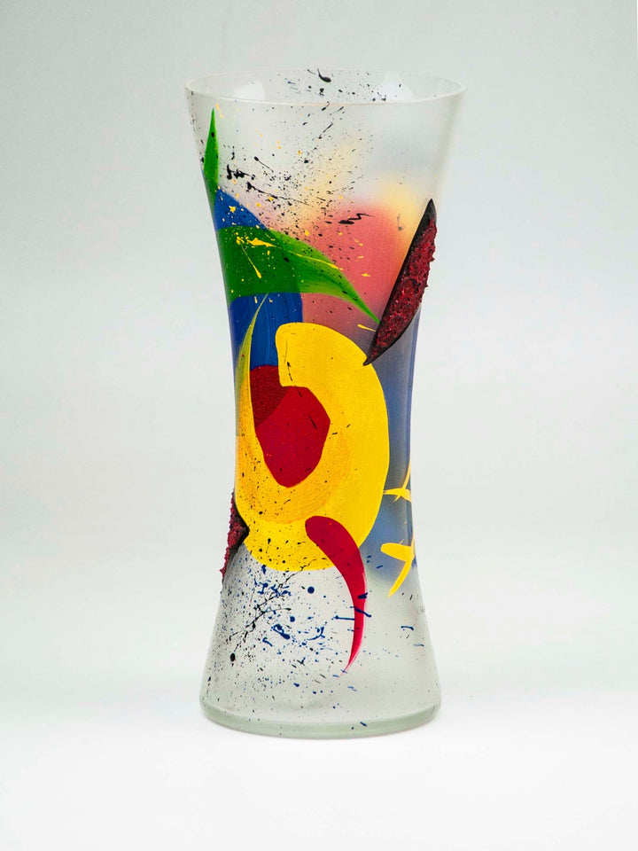 Handpainted Glass Vase for Flowers | Spool Painted Vase | Interior Des