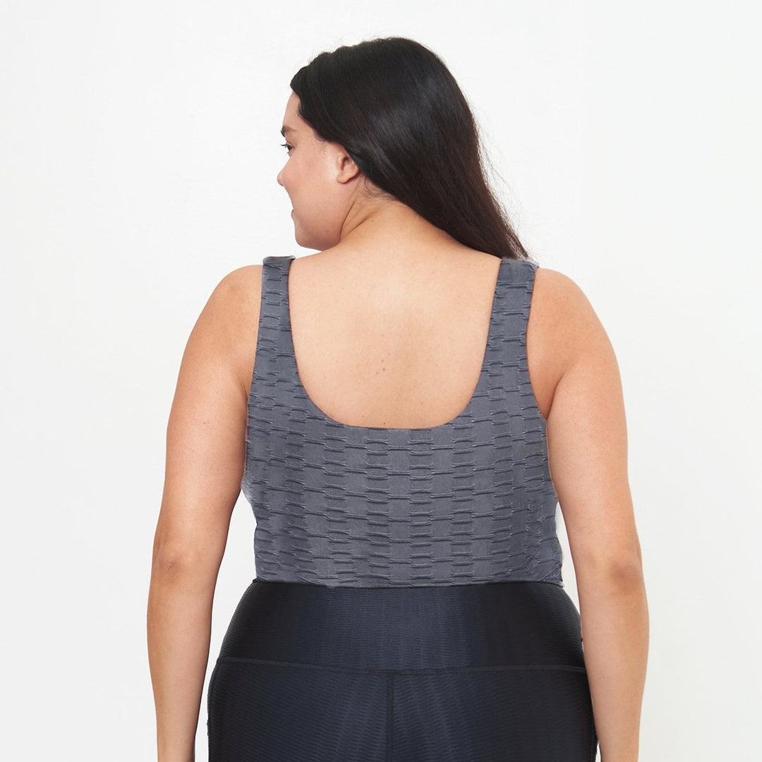 Fitted Tank w/ Built-In Bra - Slate Links Pattern