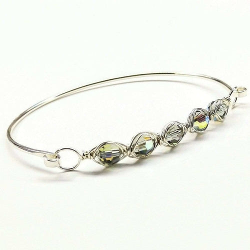 Larger Oval Shaped Swarovski Crystal Bar Bangle Bracelet