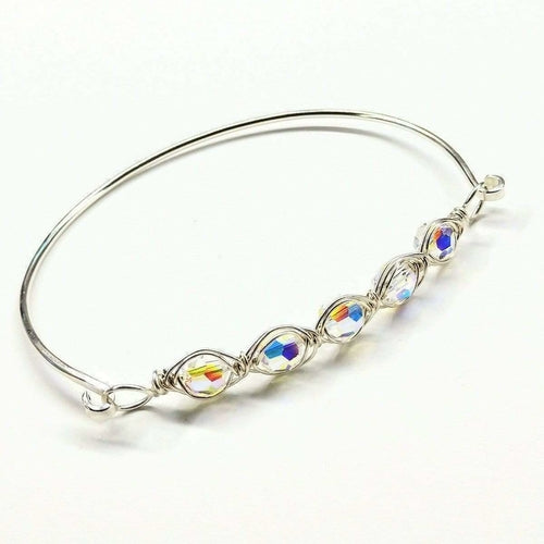 Larger Oval Shaped Swarovski Crystal Bar Bangle Bracelet
