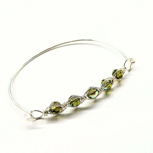 Larger Oval Shaped Swarovski Crystal Bar Bangle Bracelet