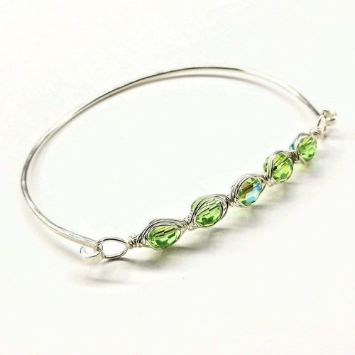 Larger Oval Shaped Swarovski Crystal Bar Bangle Bracelet