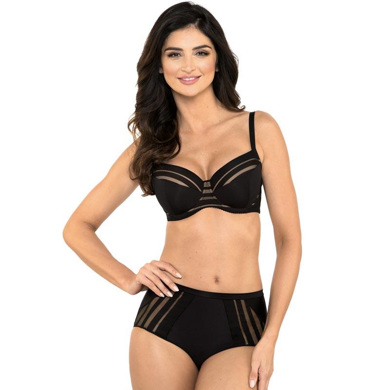 Full Figure Padded Striped Bra Gorteks Luna Black