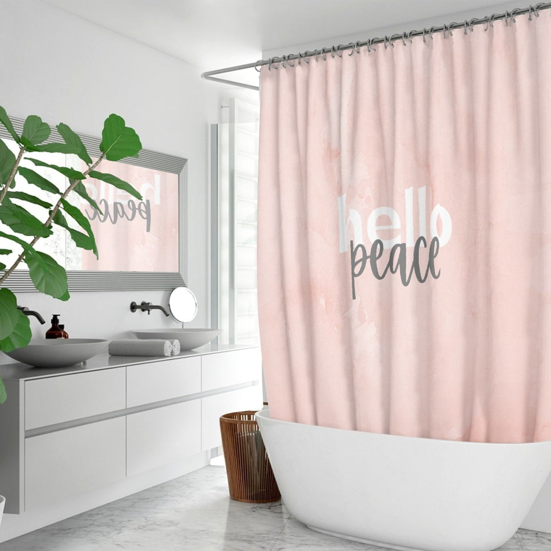 Peach Marble Hello Peace Graphic Style Quick-Drying Fabric Shower