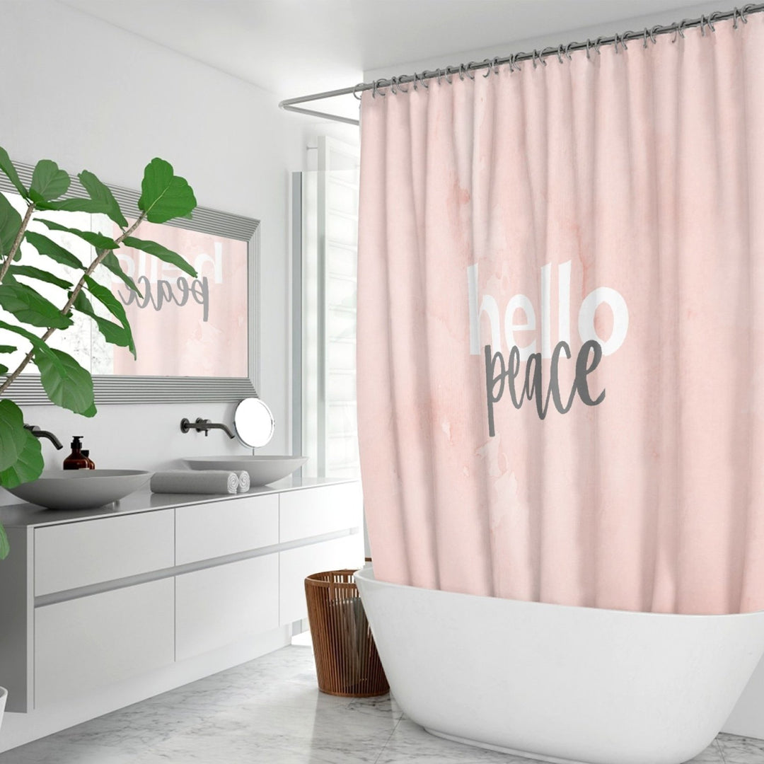 Peach Marble Hello Peace Graphic Style Quick-Drying Fabric Shower