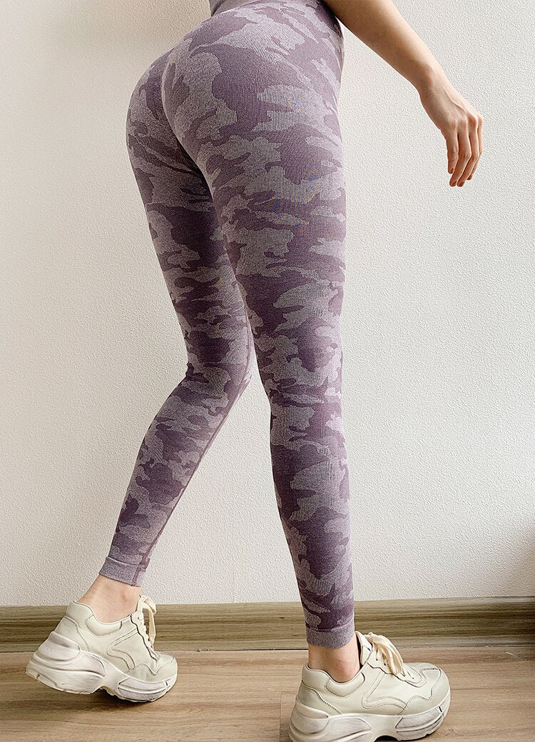 Camo Seamless Workout Sport Leggings Women Flexible High Waist Yoga