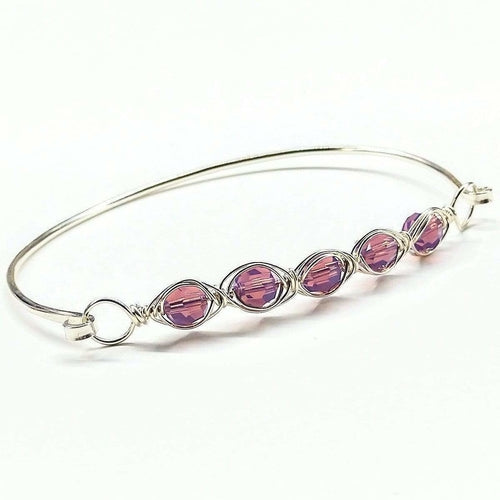 Larger Oval Shaped Swarovski Crystal Bar Bangle Bracelet