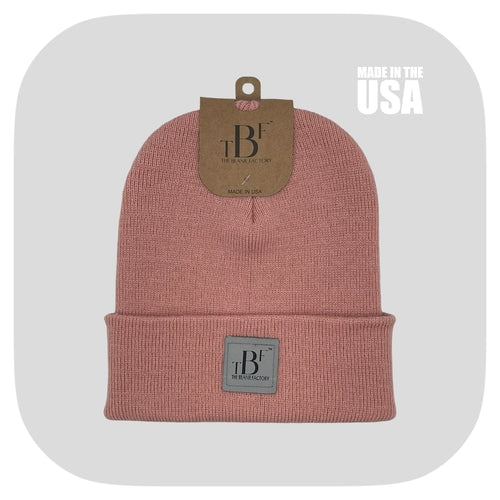 The Beanie Factory Cuffed Winter Hat, Made in U.S., Beige Beanie