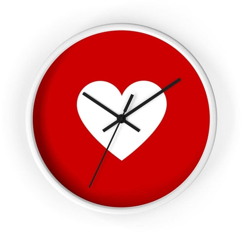 Wall Clock, Red And White Heart Print