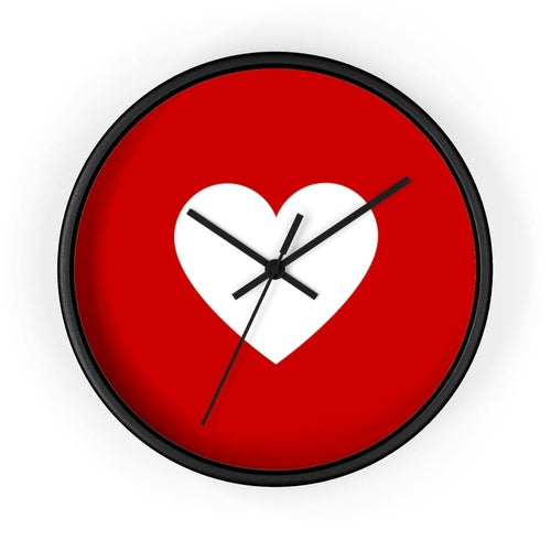 Wall Clock, Red And White Heart Print