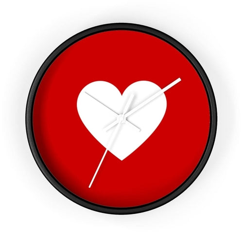 Wall Clock, Red And White Heart Print