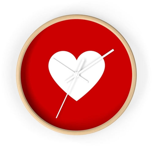 Wall Clock, Red And White Heart Print