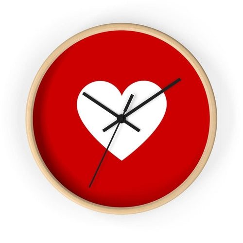 Wall Clock, Red And White Heart Print