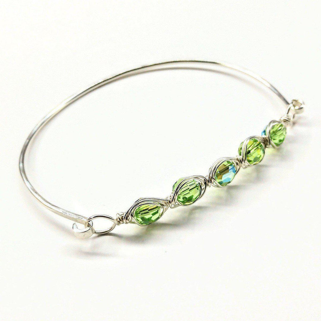 Larger Oval Shaped Swarovski Crystal Bar Bangle Bracelet