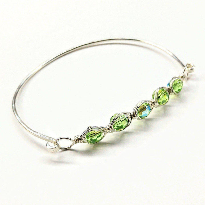 Larger Oval Shaped Swarovski Crystal Bar Bangle Bracelet