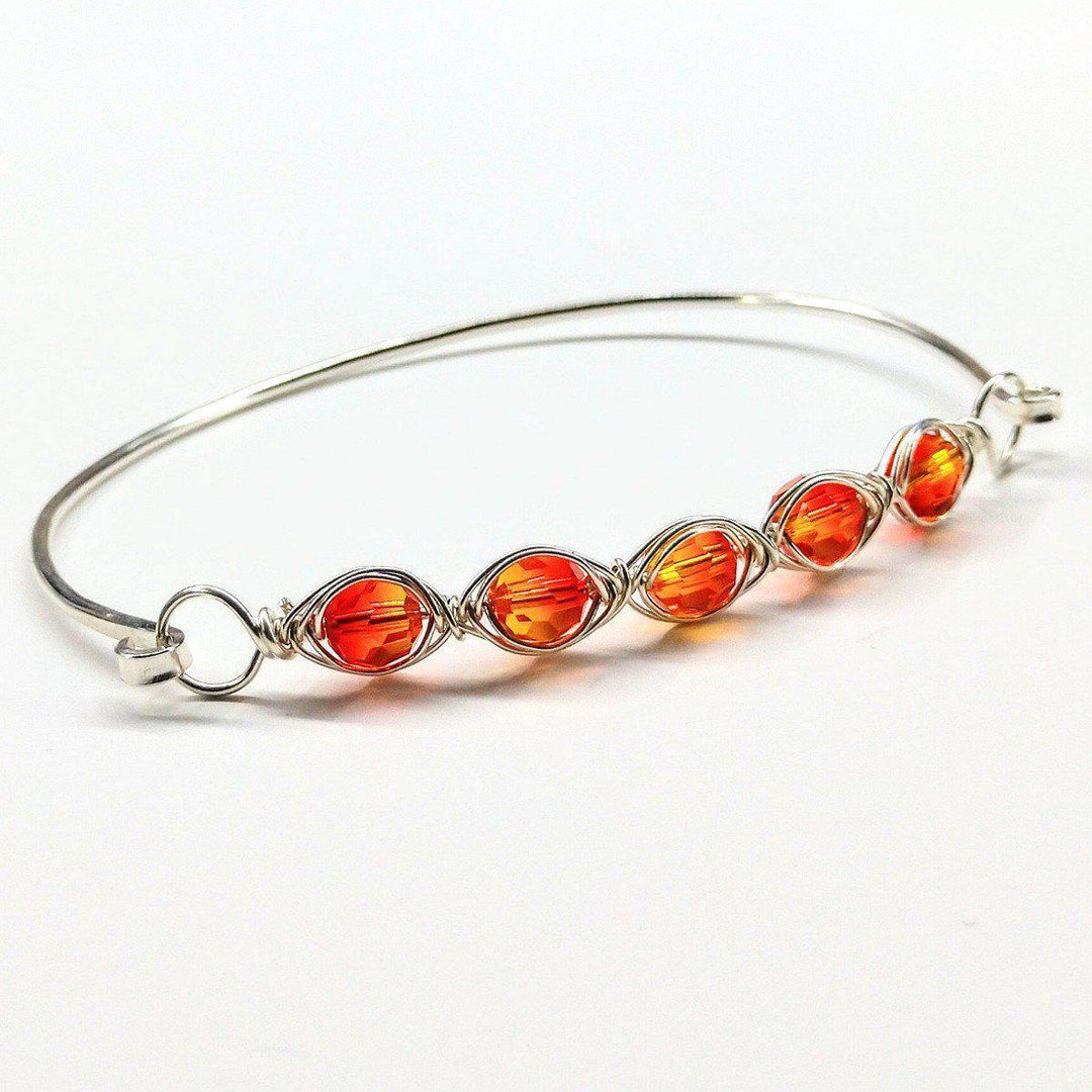 Larger Oval Shaped Swarovski Crystal Bar Bangle Bracelet